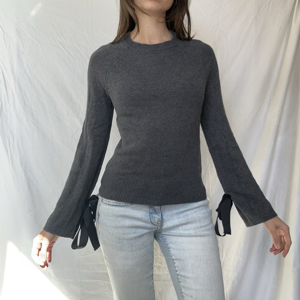 J. Crew Merino Wool Blend Bow Sweater Preppy Coquette Quiet Luxury Parisian Soft